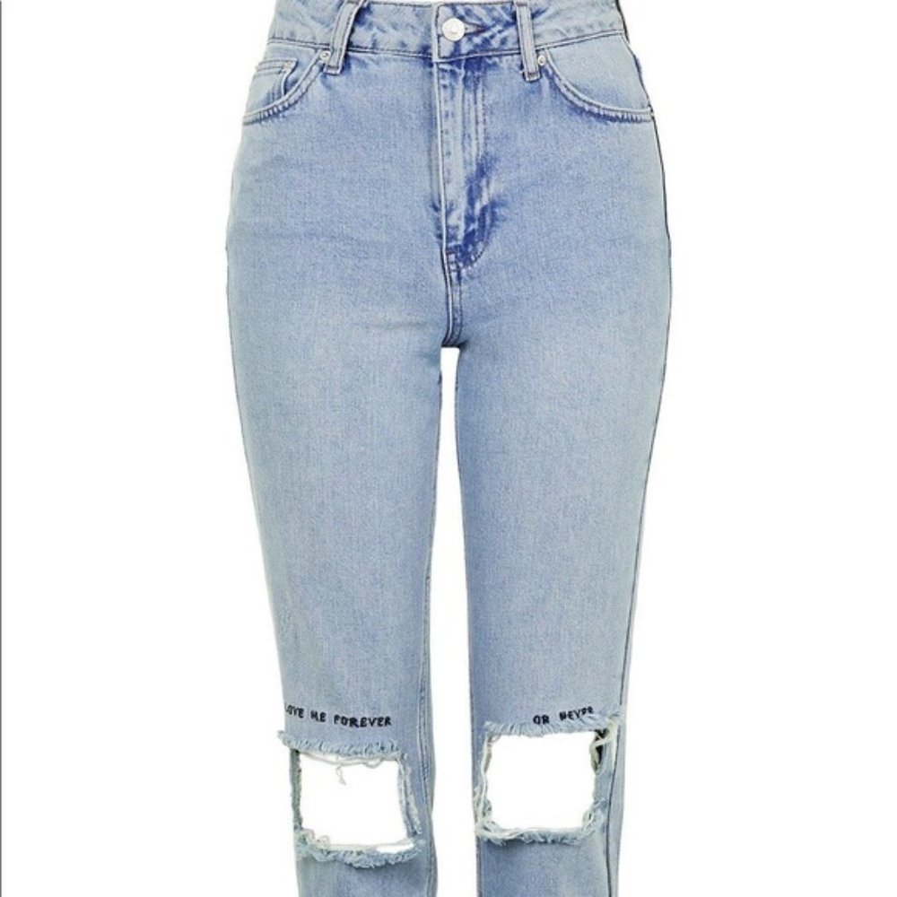 Topshop 'Love Me Forever Or Never' Moto Mom Jeans